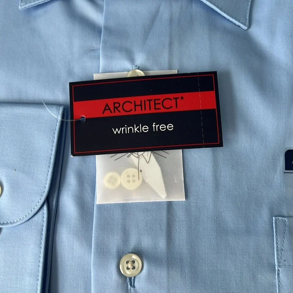 Architect‎ Men's Light Blue Men’s Dress Shirt 18-18 1/2 2XL Tall (36/37) - NWT - Picture 6 of 7